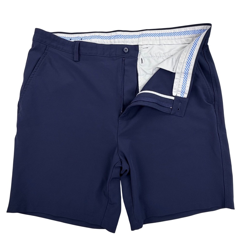 FJ FootJoy Performance Golf Shorts Men 40 Navy Blue Spandex Stretch Chino 8" - Picture 3 of 11